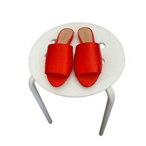 Schutz "Livina" Red Flat Satin Mules